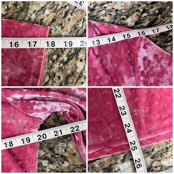Y2K Faded Glory Pink Crushed Velvet Tunic L | Fairycore Lagenlook 90s Velvet Top - Picture 6 of 11